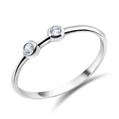 Double Stones Bezel Set Silver Ring NSR-534